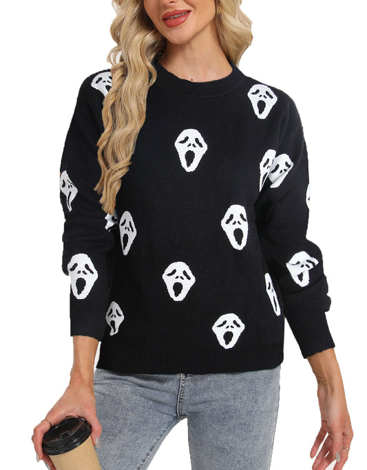Sweaters for Women 2024 Halloween Trendy Pullover Sweaters Casual Crewneck Sweater