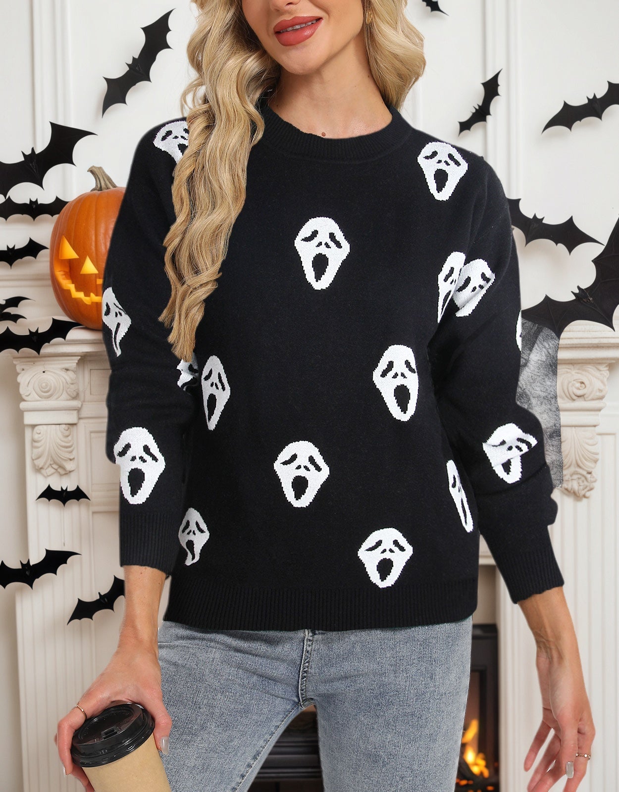 Sweaters for Women 2024 Halloween Trendy Pullover Sweaters Casual Crewneck Sweater