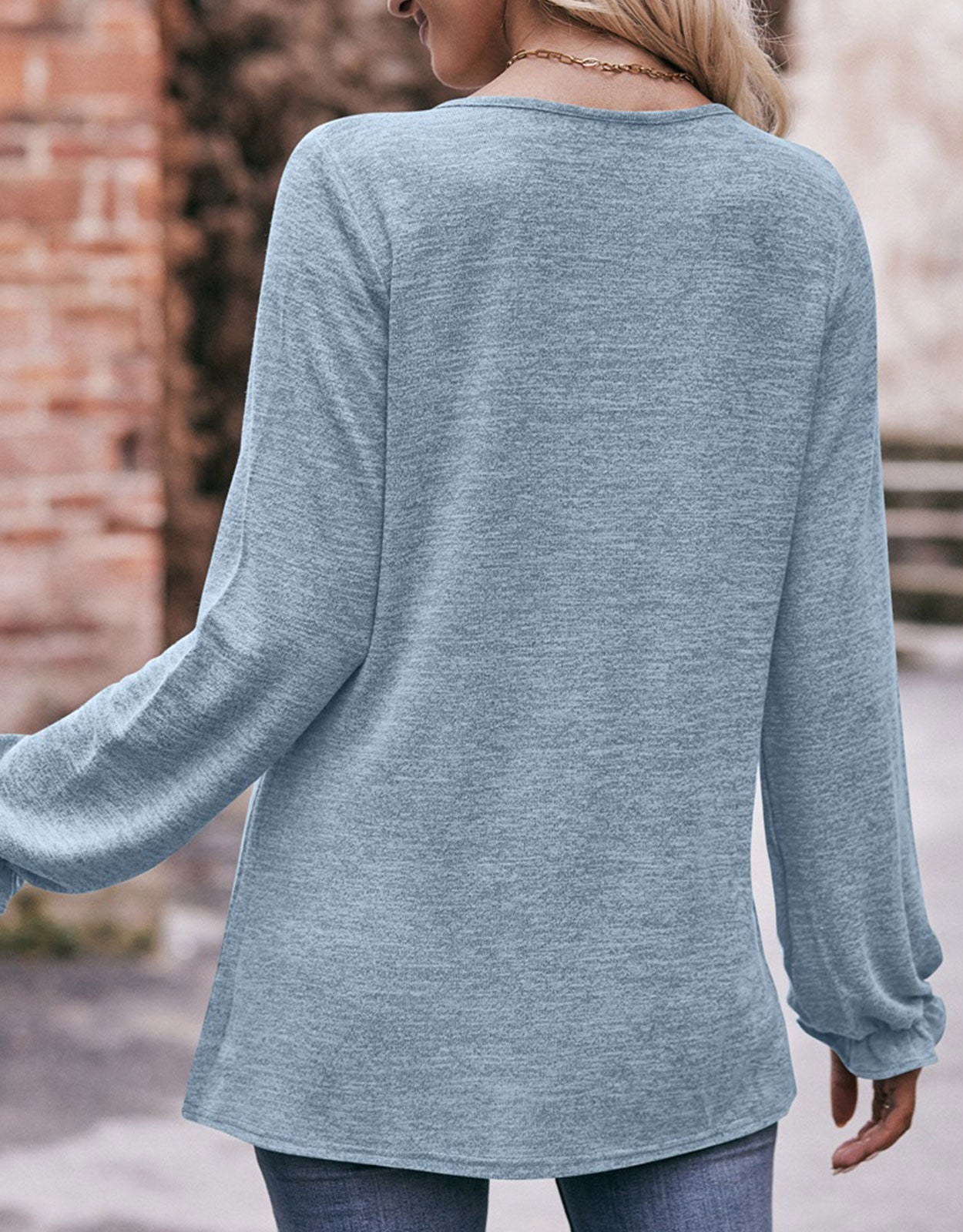 Screw Neck Long Sleeves Top