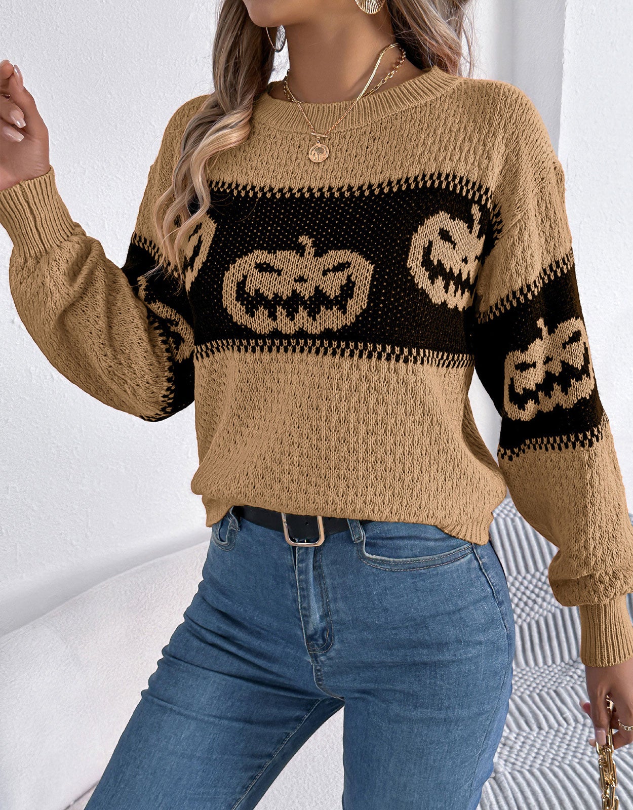 Halloween pumpkin Pattern Sweater