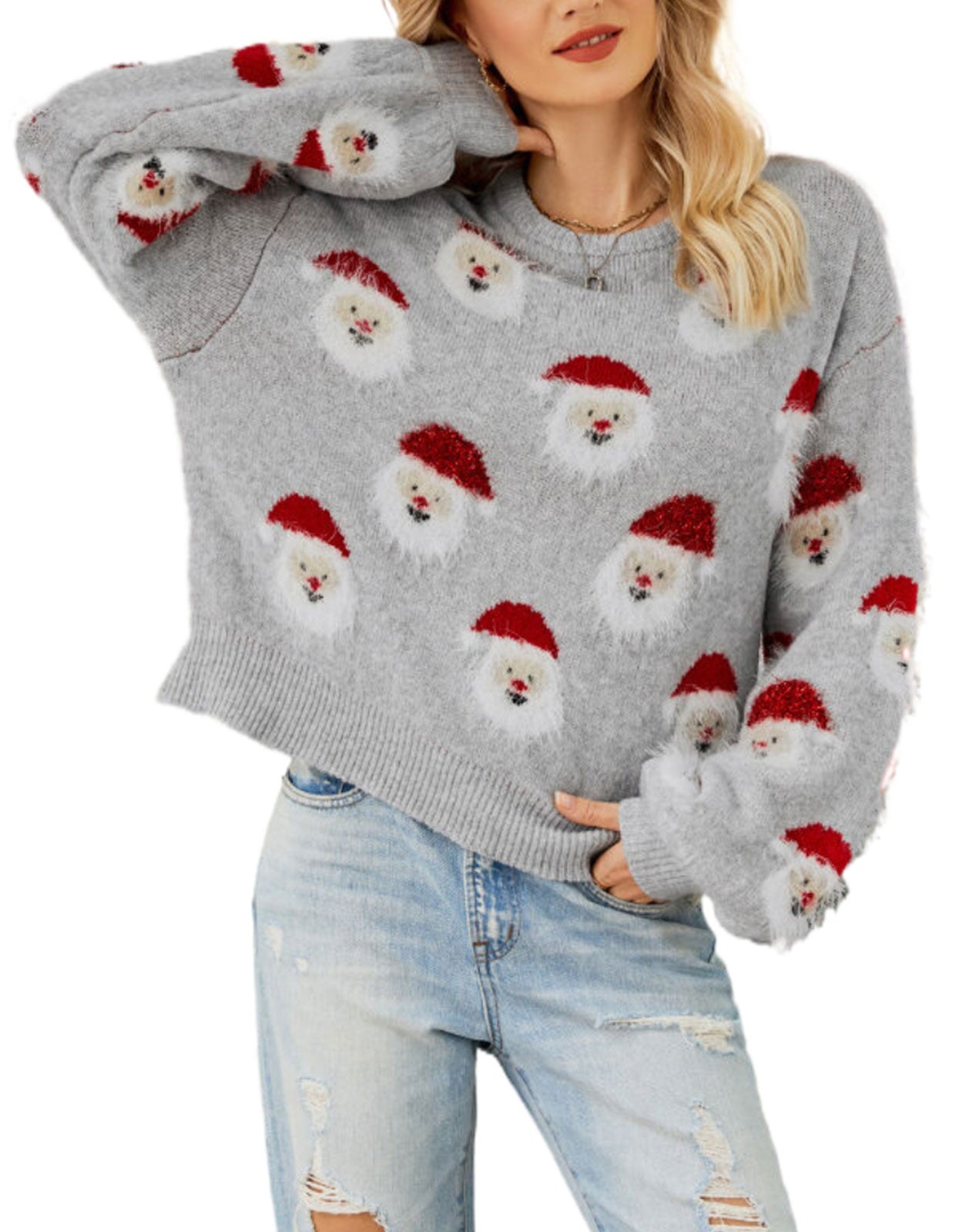 Funny Santa Head Patterns Sweater