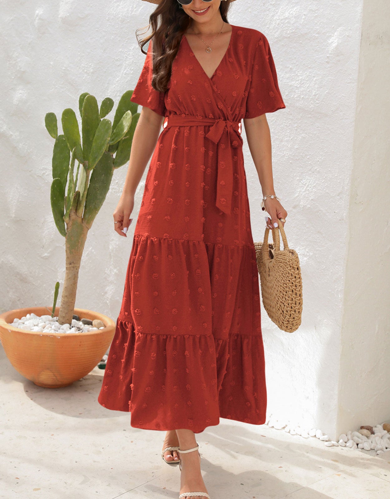 Short Sleeve Belted Dress