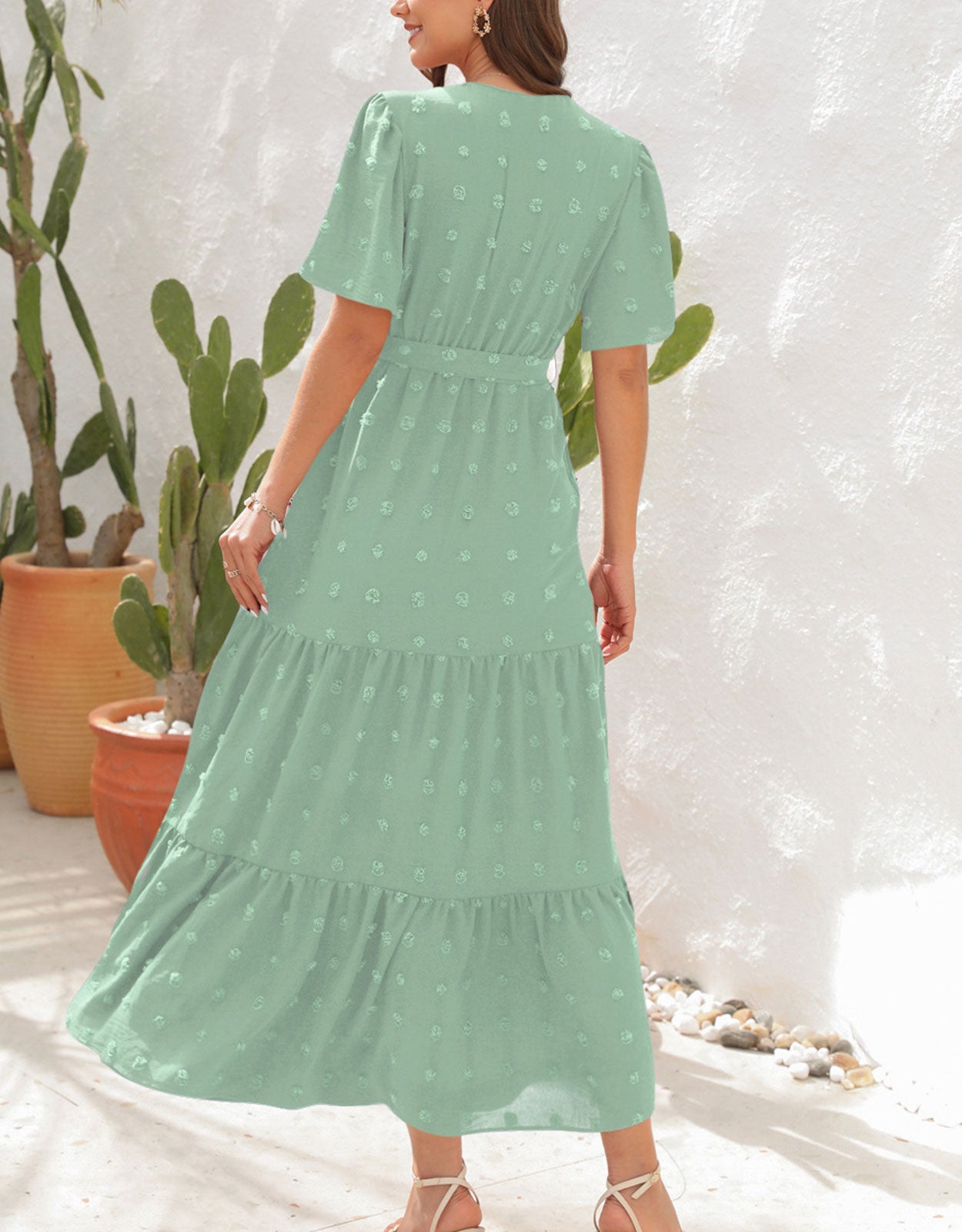 Short Sleeve Belted Dress