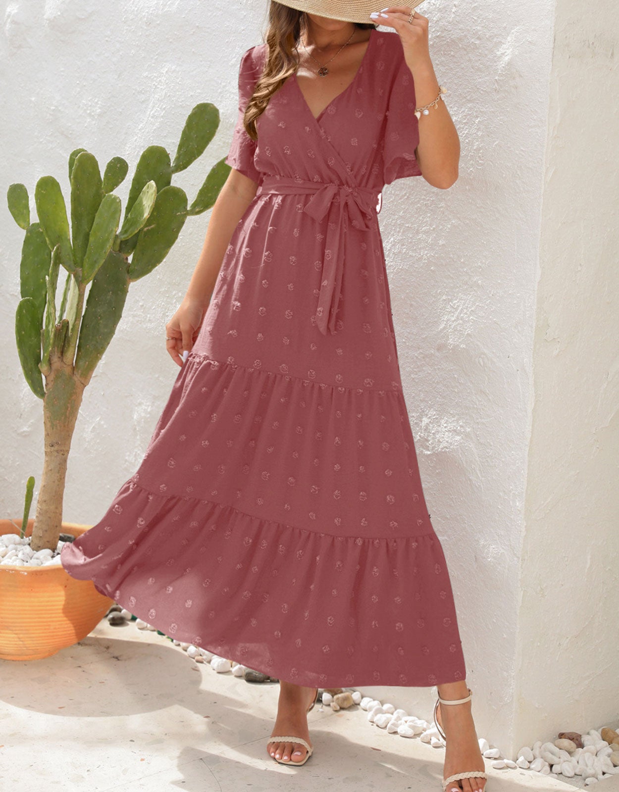 Short Sleeve Belted Dress