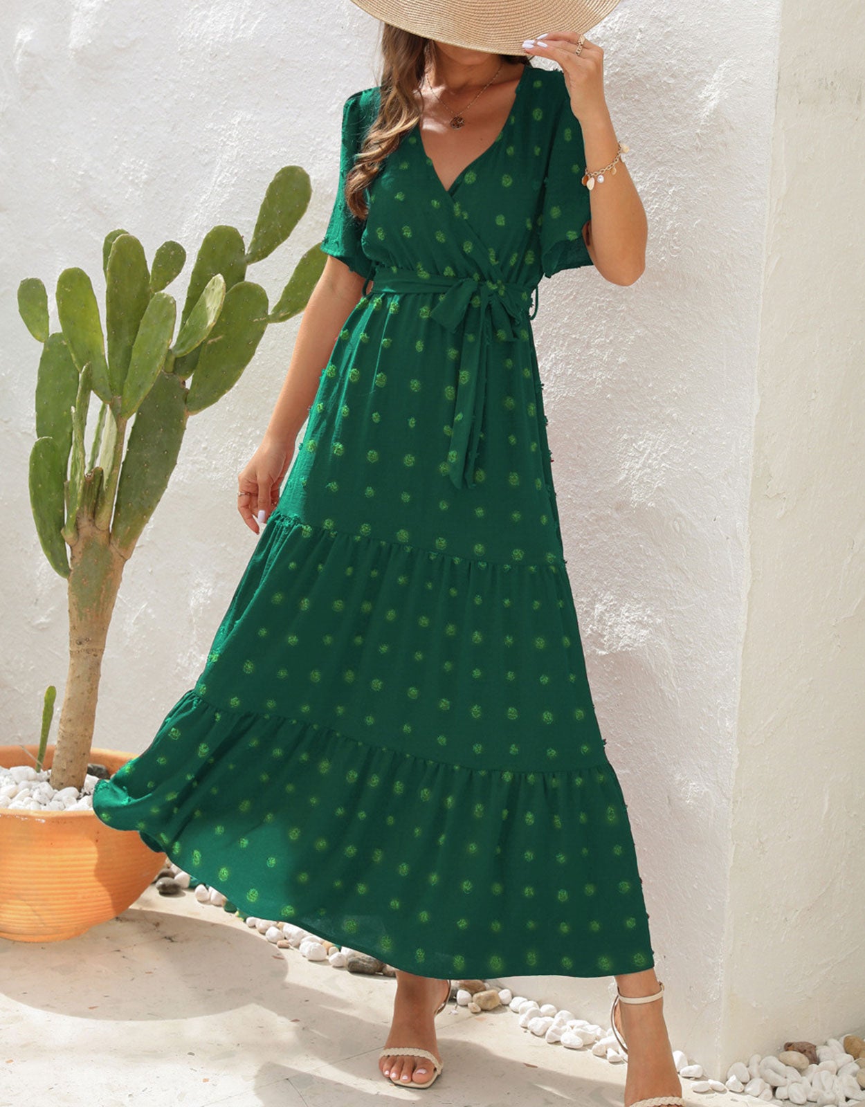 Short Sleeve Belted Dress