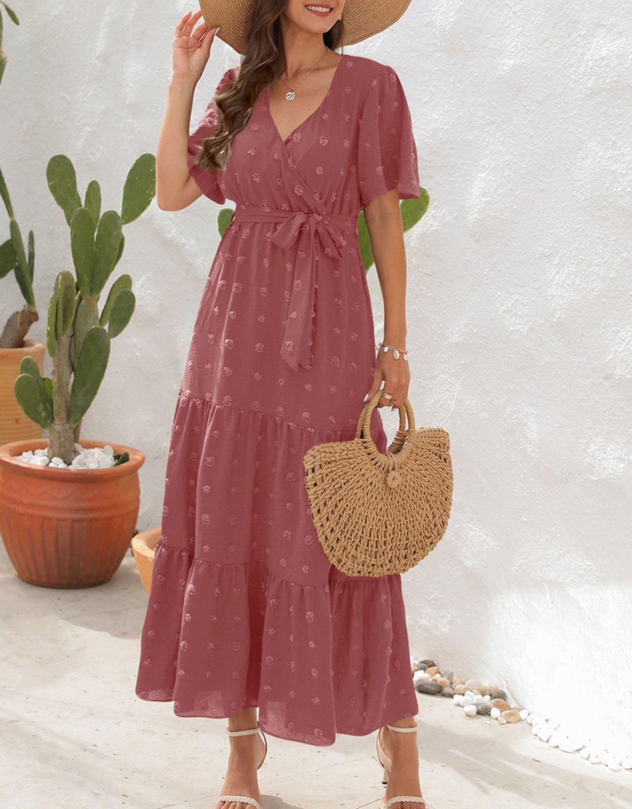 Short Sleeve Belted Dress