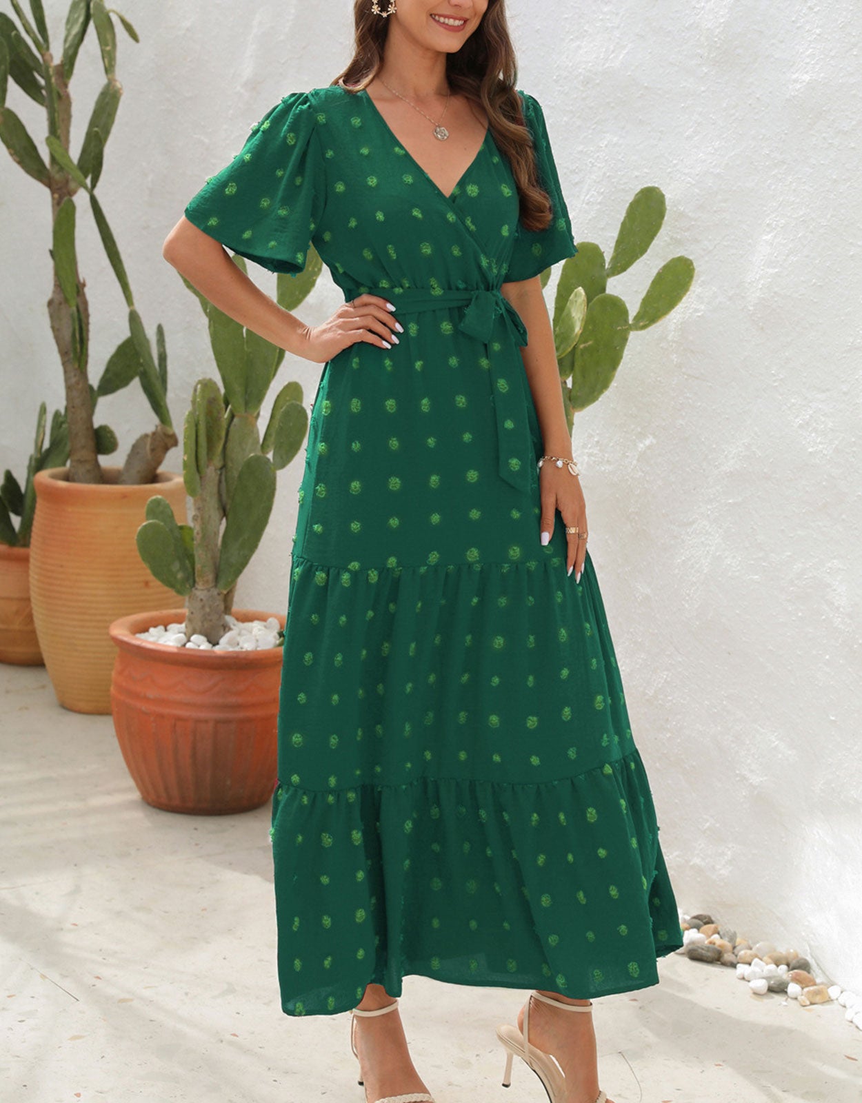 Short Sleeve Belted Dress