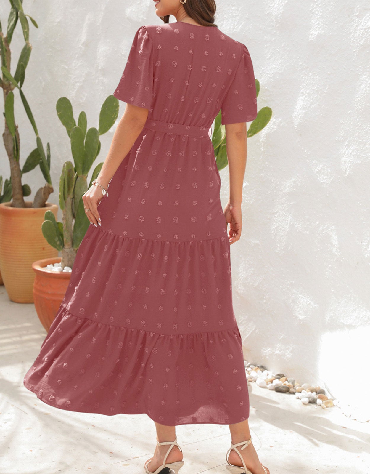 Short Sleeve Belted Dress