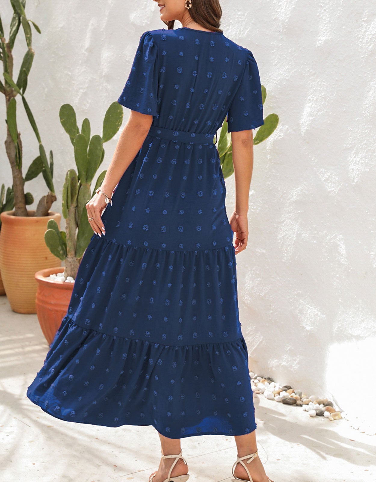 Short Sleeve Belted Dress