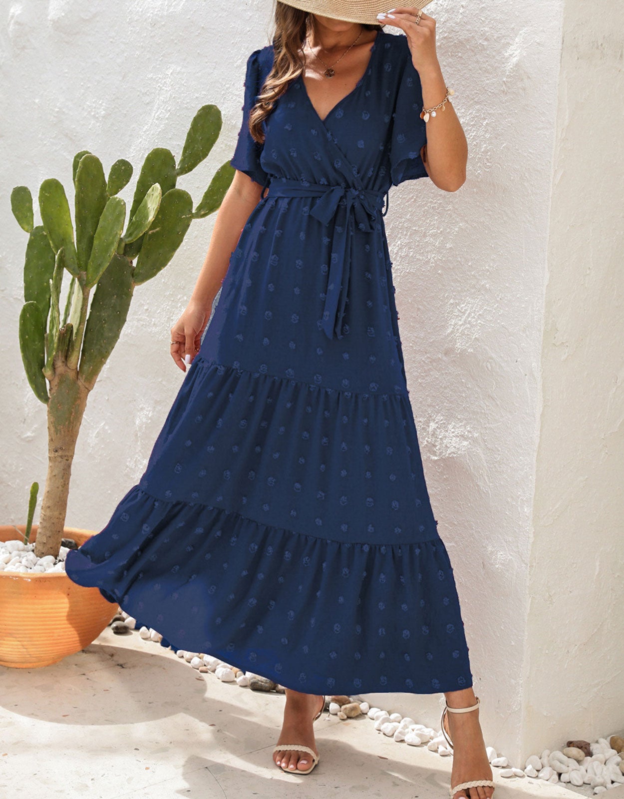 Short Sleeve Belted Dress