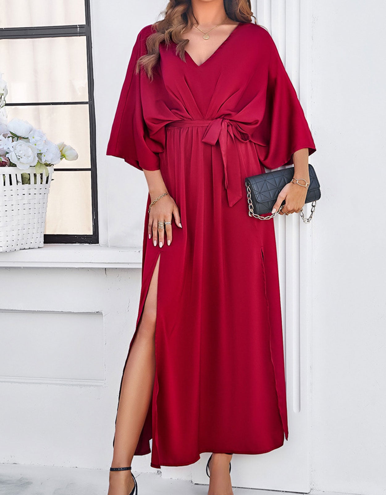 Belted Wrap Hem Dress
