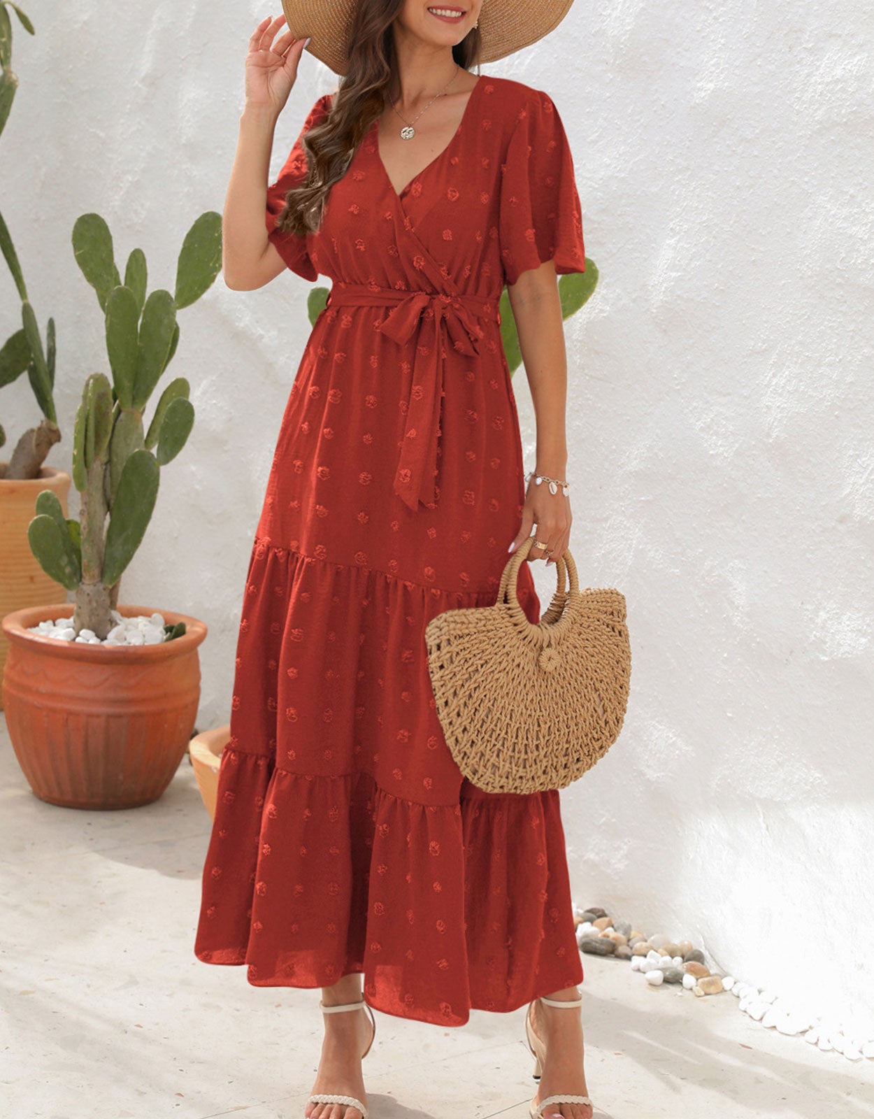 Short Sleeve Belted Dress