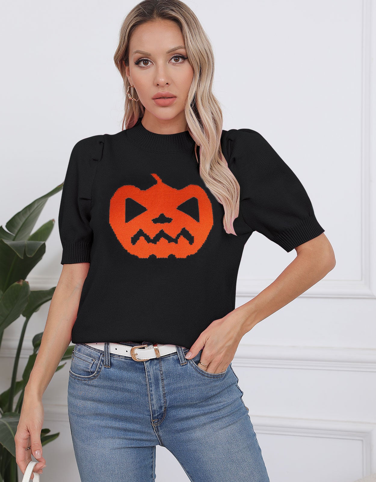 Short Sleeve Pumpkin Pullover Tops