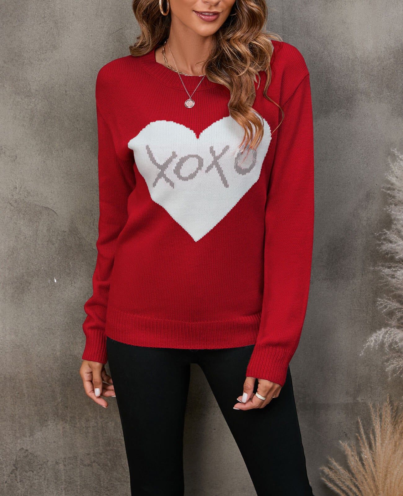 Shermie XXOO Inside Heart Pattern Sweaters