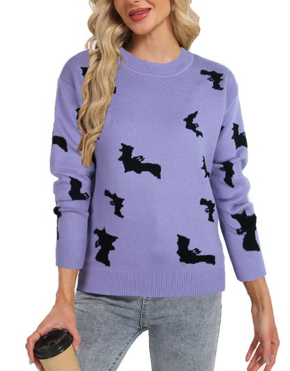Sweaters for Women 2024 Halloween Trendy Pullover Sweaters Casual Crewneck Sweater