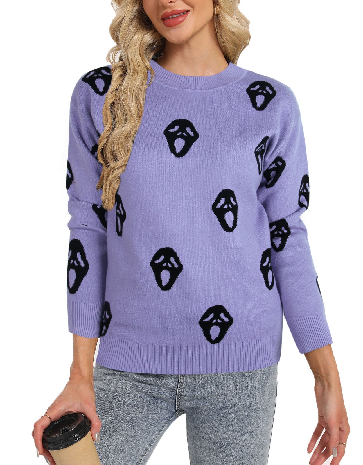 Sweaters for Women 2024 Halloween Trendy Pullover Sweaters Casual Crewneck Sweater