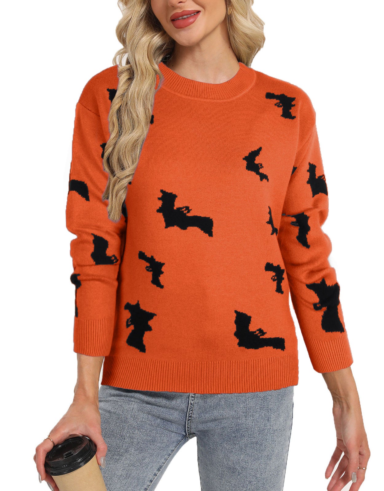 Sweaters for Women 2024 Halloween Trendy Pullover Sweaters Casual Crewneck Sweater