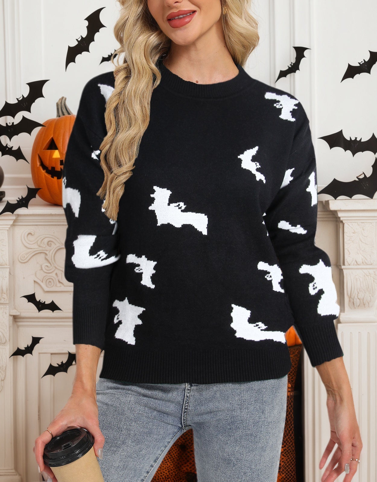 Sweaters for Women 2024 Halloween Trendy Pullover Sweaters Casual Crewneck Sweater