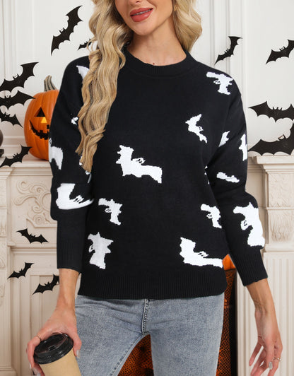 Sweaters for Women 2024 Halloween Trendy Pullover Sweaters Casual Crewneck Sweater