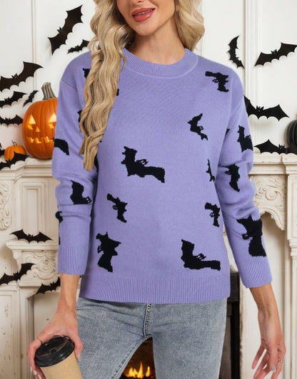 Sweaters for Women 2024 Halloween Trendy Pullover Sweaters Casual Crewneck Sweater