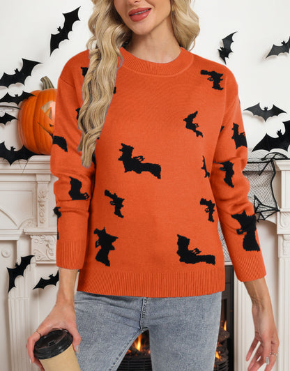 Sweaters for Women 2024 Halloween Trendy Pullover Sweaters Casual Crewneck Sweater