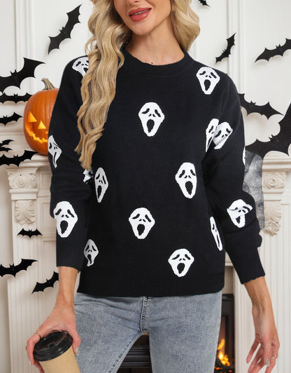 Sweaters for Women 2024 Halloween Trendy Pullover Sweaters Casual Crewneck Sweater