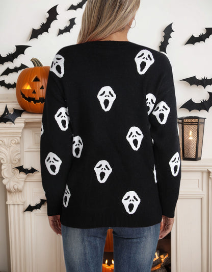 Sweaters for Women 2024 Halloween Trendy Pullover Sweaters Casual Crewneck Sweater
