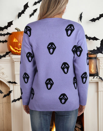 Sweaters for Women 2024 Halloween Trendy Pullover Sweaters Casual Crewneck Sweater