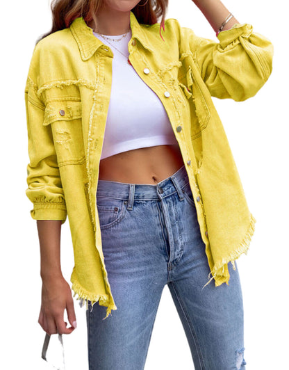 Long Sleeve Pockets Jean Jacket