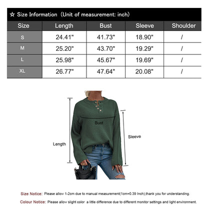 Chest Button Slit Knitted Sweater
