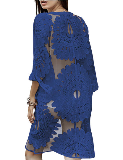 Crochet Lace Beach Swimsuit Kimono Cardigan