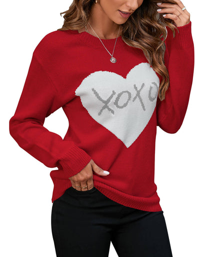 Shermie XXOO Inside Heart Pattern Sweaters