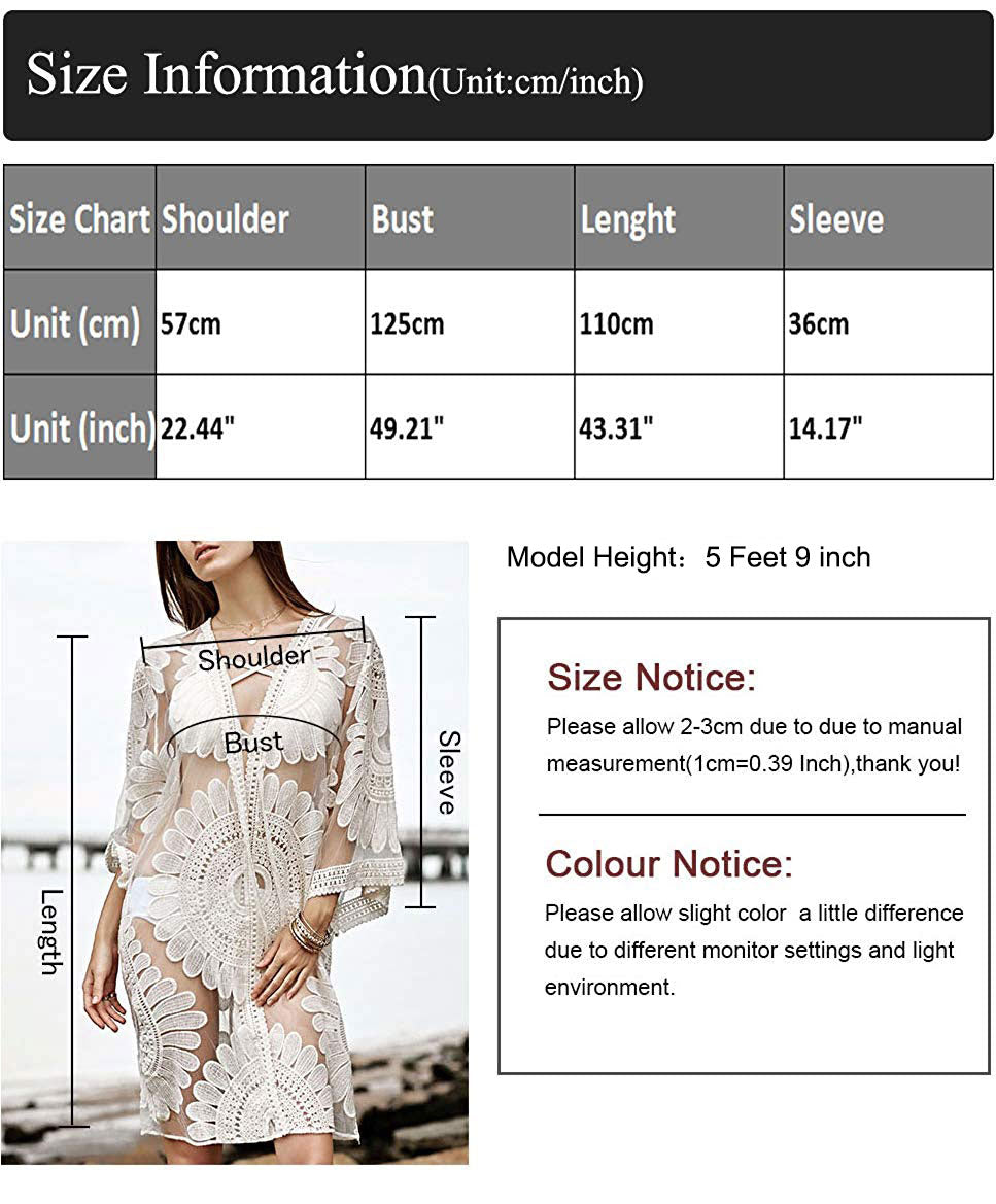 Crochet Lace Beach Swimsuit Kimono Cardigan